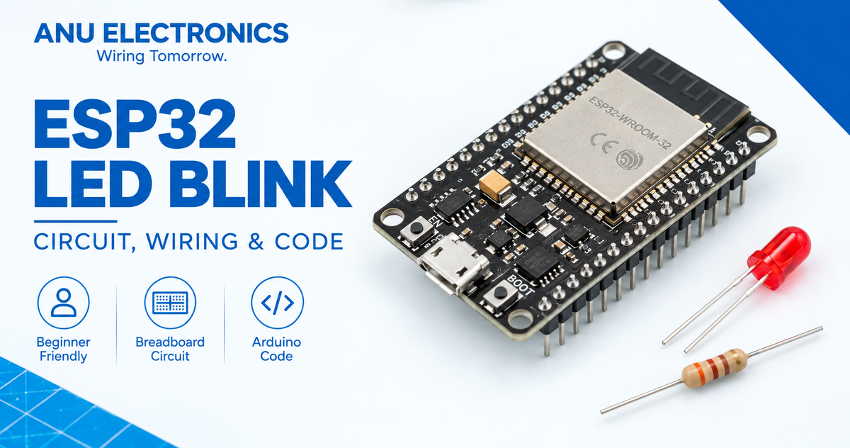 ESP32 LED Blink Tutorial: Circuit, Breadboard Wiring and Code – Anu ...