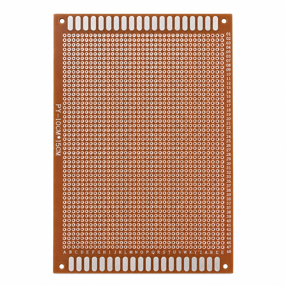 10 x 15 cm universal PCB prototype board, copper pad side with 2.54 mm pitch holes
