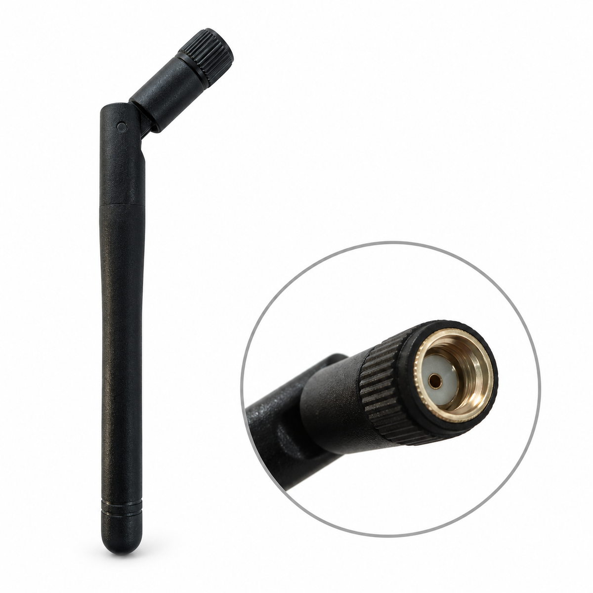 2.4GHz Foldable Female Small antenna with magnified connector detail