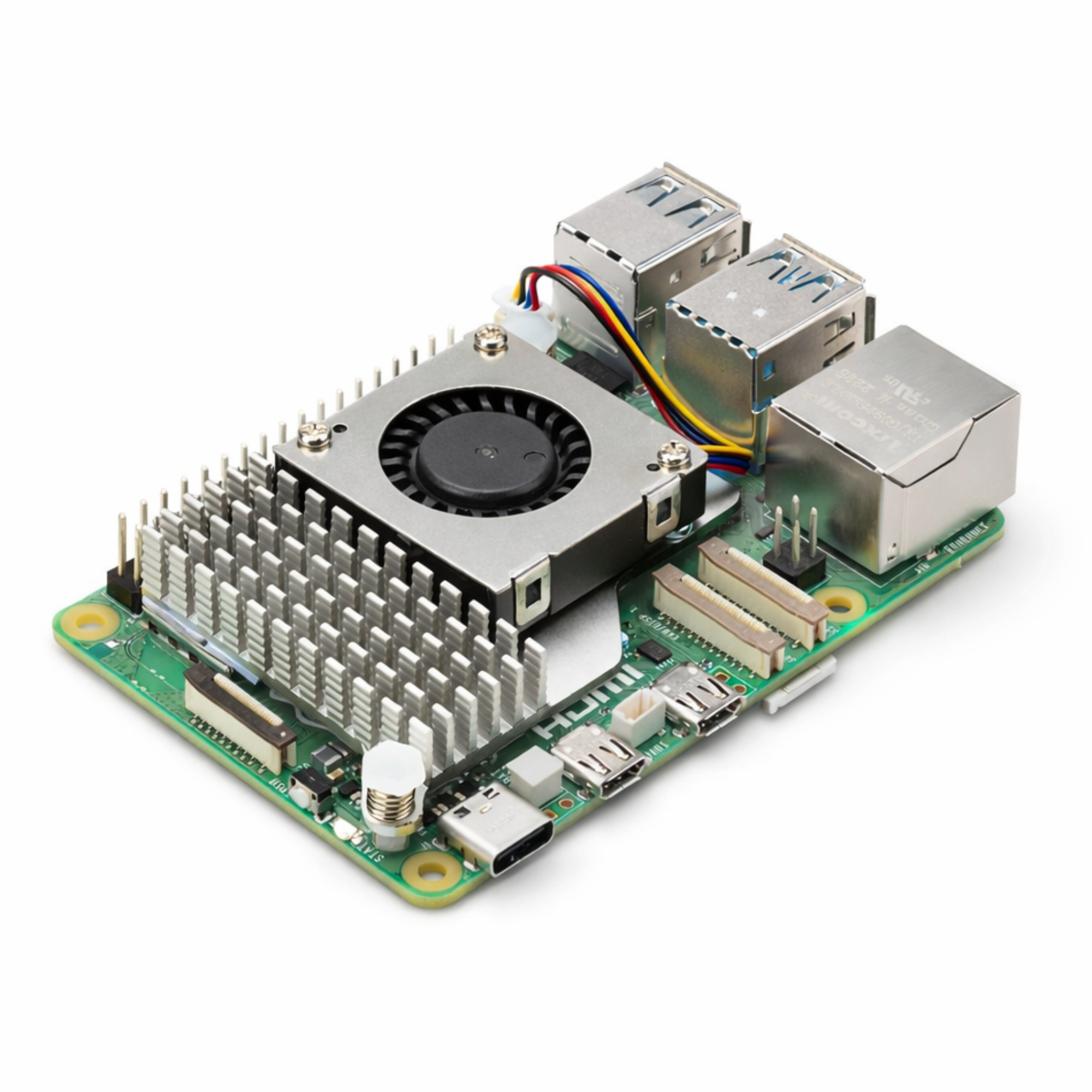 Active Cooler for Pi 5 Board – Aluminium Heatsink & PWM Blower Fan with Thermal Pads