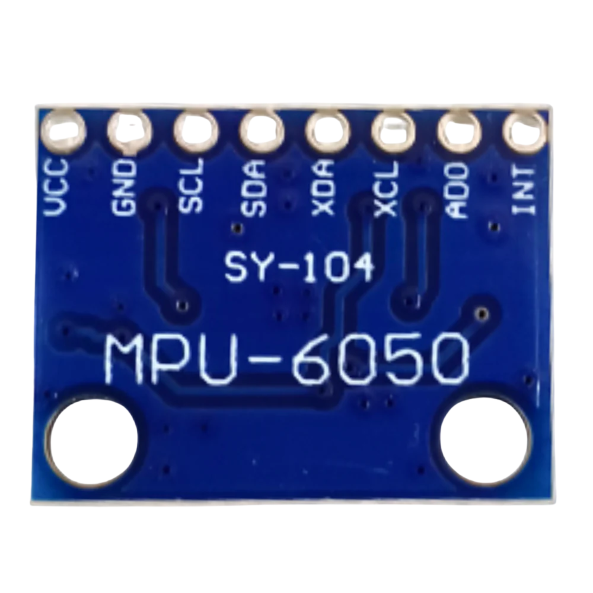 MPU-6050 sensor module with labeled pins on a white background