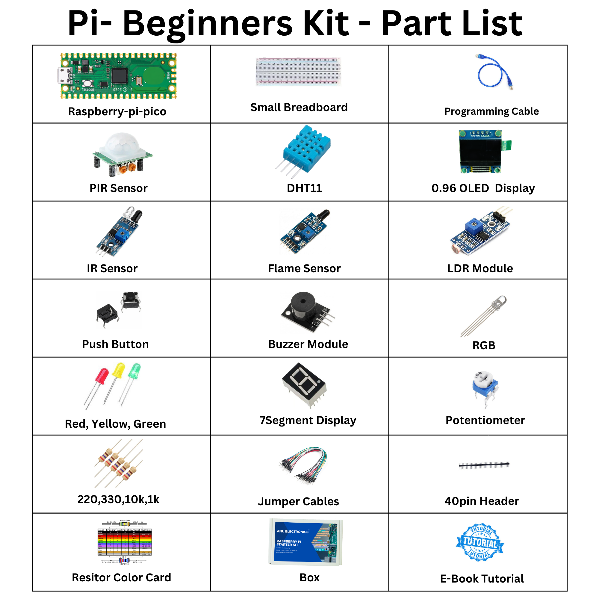 Raspberry Pi Pico Starter Kit with Breadboard & Components for Beginners