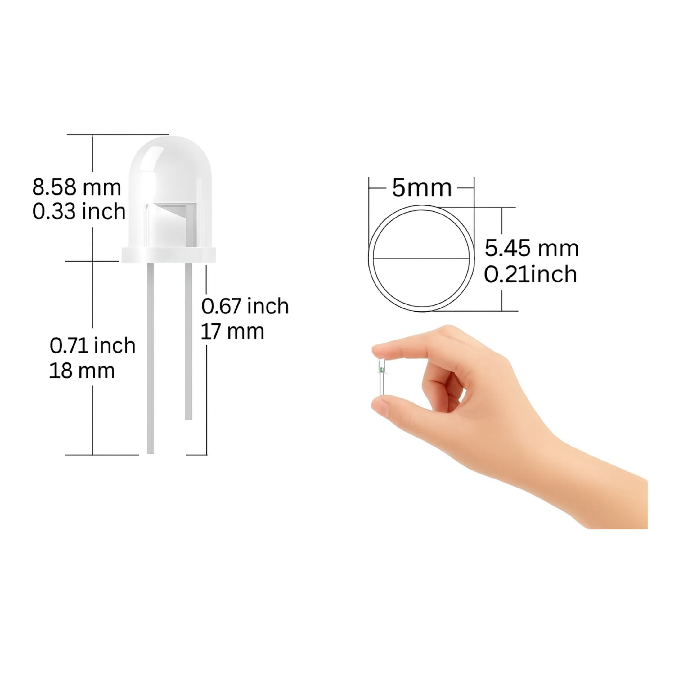 5mm White LED Light Emitting Diode – 1000pcs Pack