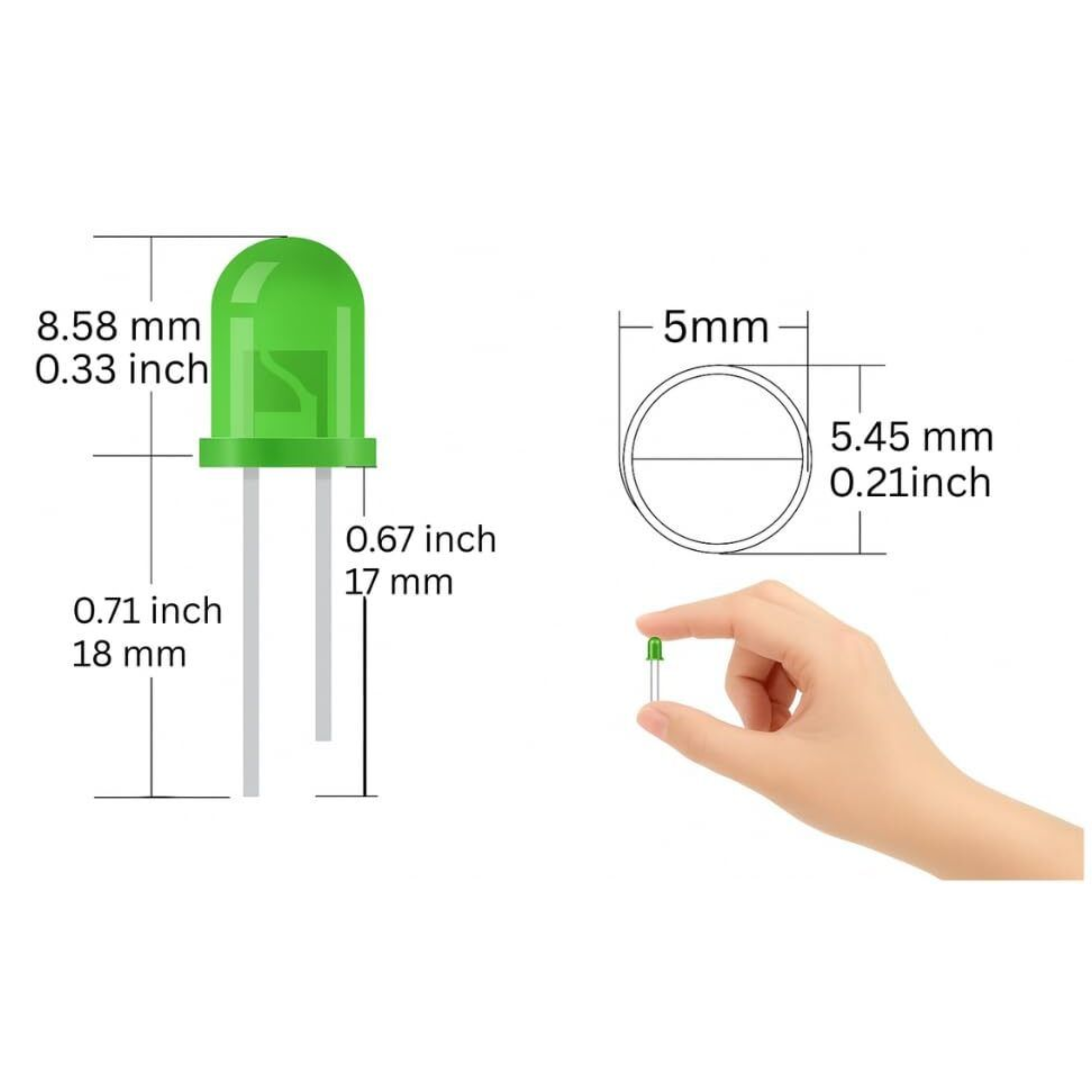 5mm Green LED Light Emitting Diode – 1000pcs Pack