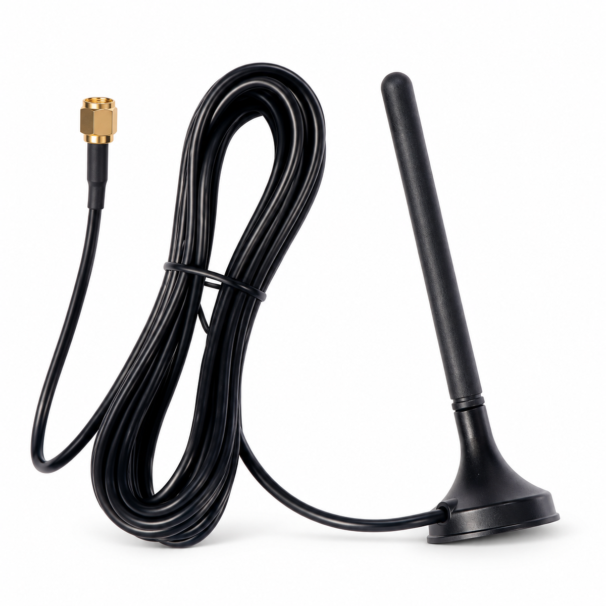 GSM 10cm 3dBi antenna TS-CP-124 with 3m cable, view 2, on white background