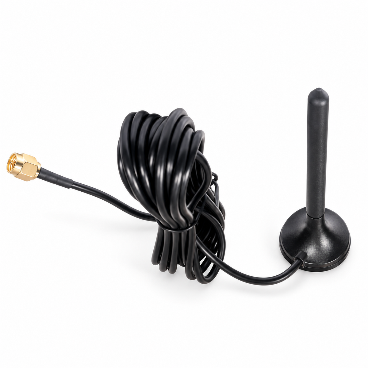 GSM 10cm 3dBi antenna TS-CP-124 with 3m cable, view 3, on white background