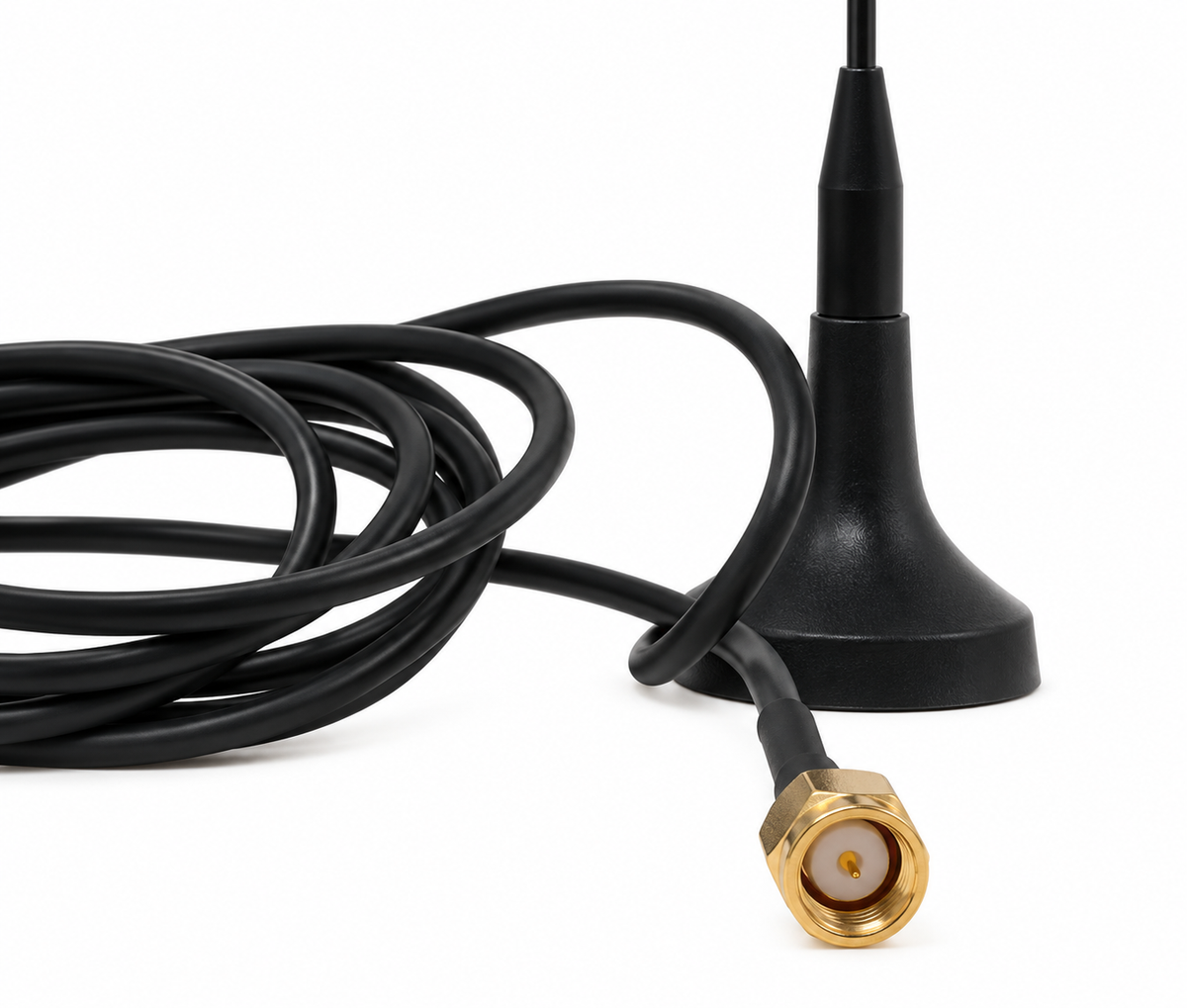 TS-CP-178 GSM 4G antenna, base and connector detail on white background