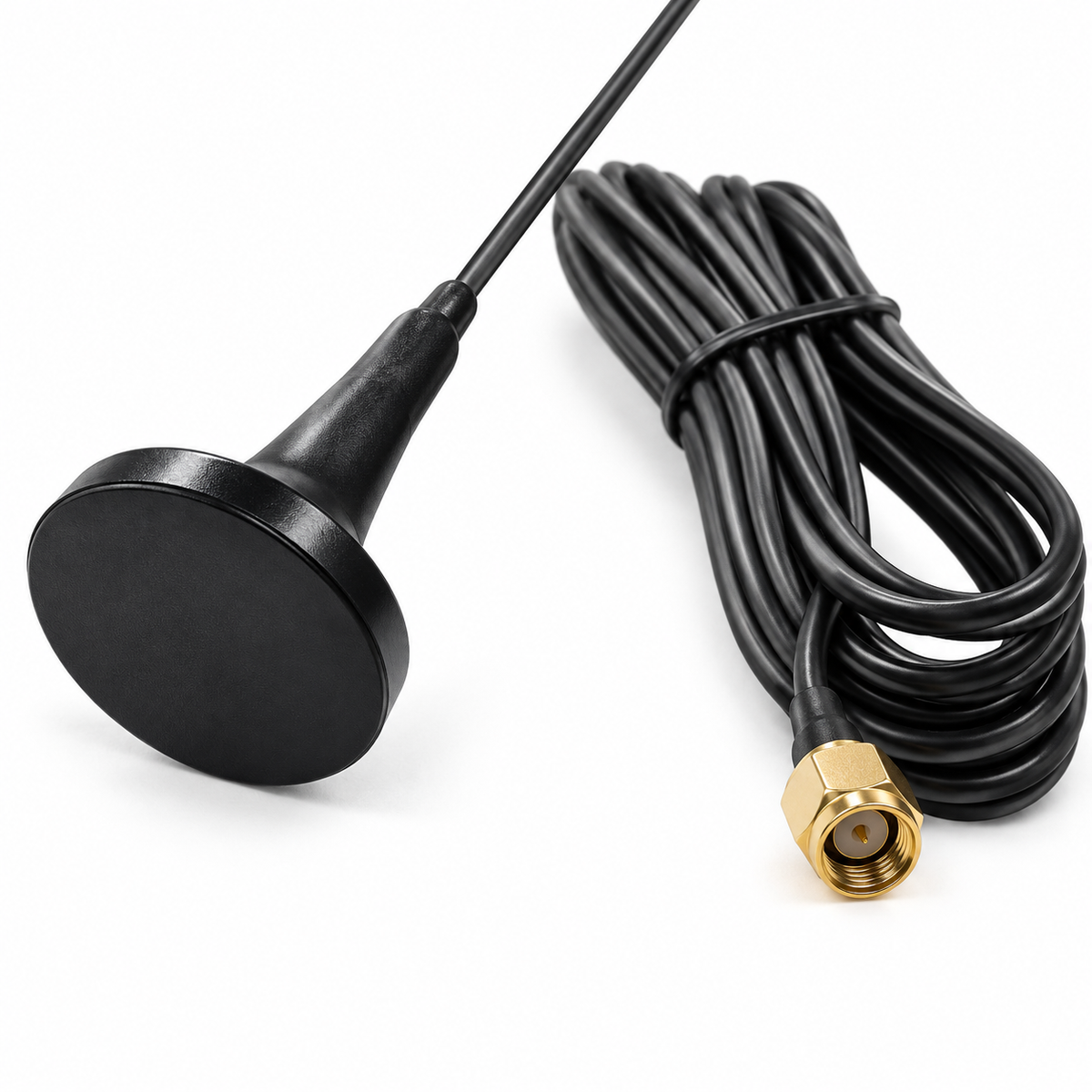 GSM 28cm 6dBi antenna TS-CP-564 with 5m cable, base and connector detail on white background