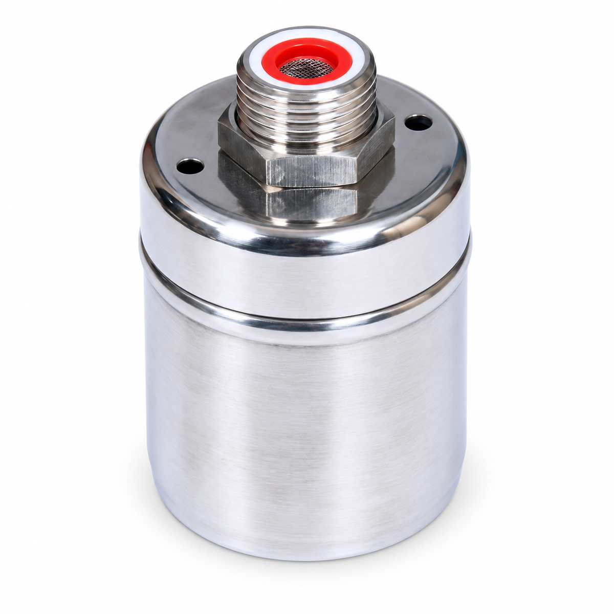 Stainless steel float valve upright threaded inlet view