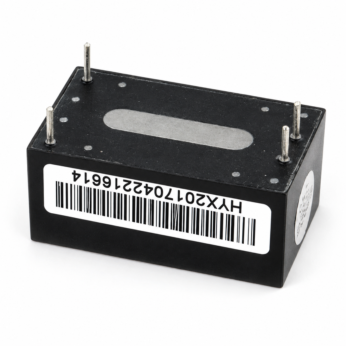 Hi-Link HLK-5M12 module underside showing four terminal pins