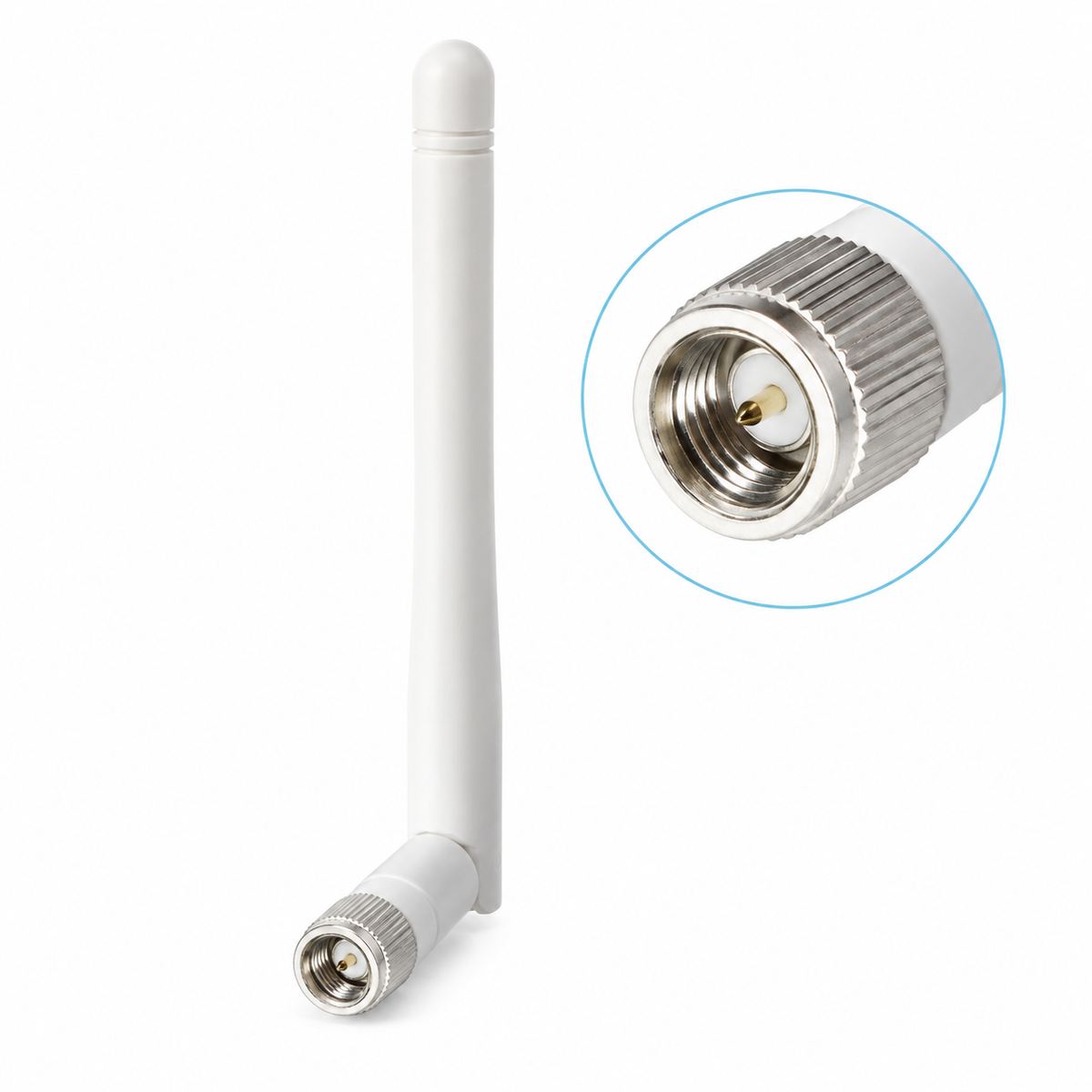 LoRa 868MHz white male antenna — generated connector close-up