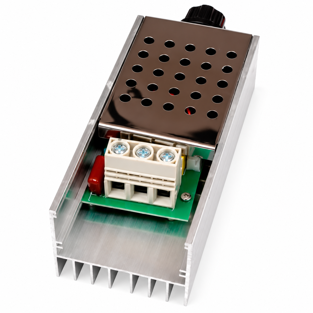 10000W SCR Thyristor Module terminal-end view with three screw terminals and cooling fins