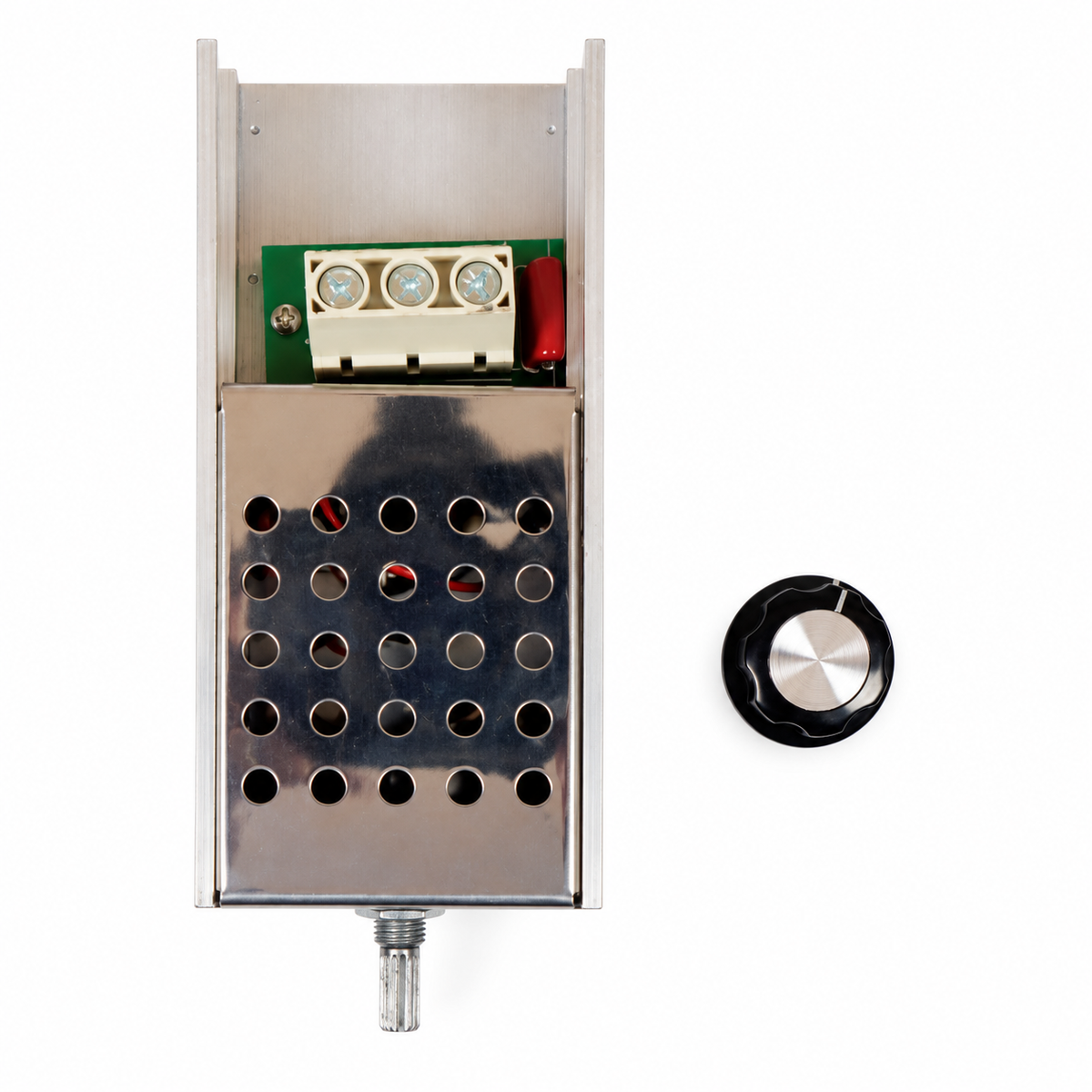 10000W SCR Thyristor Module top view with control knob detached beside the module