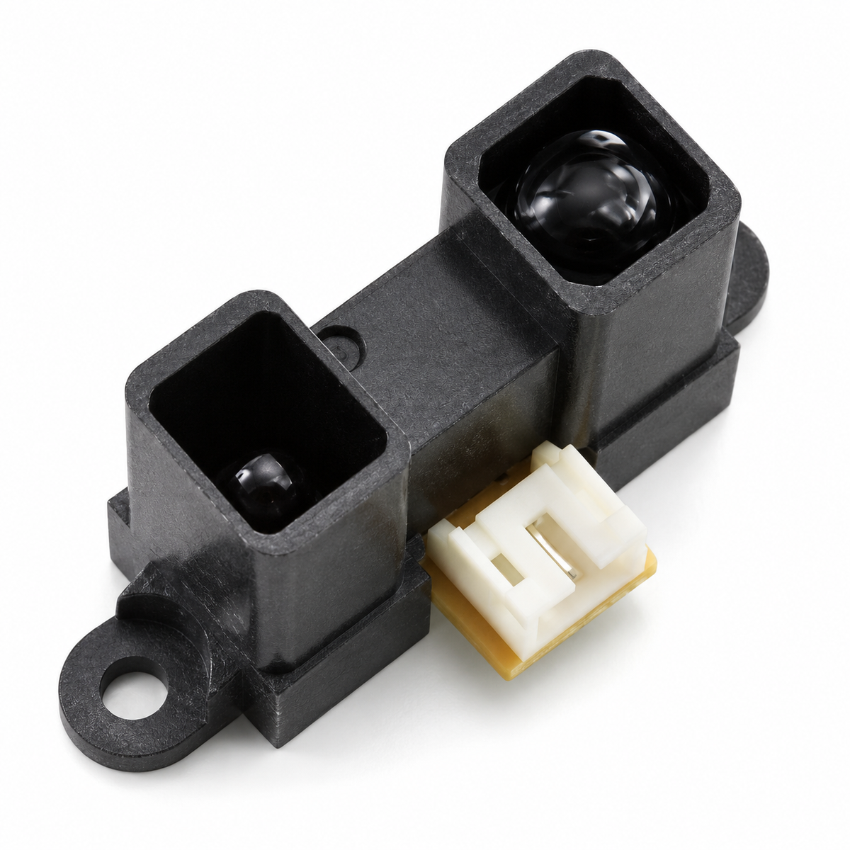 Sharp GP2Y0A02YK0F sensor — generated angled close-up showing connector and optics
